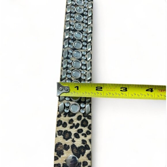 UnFader Leopard Print Rhinestone Buckle Western Belt With Box, New - Picture 9 of 10
